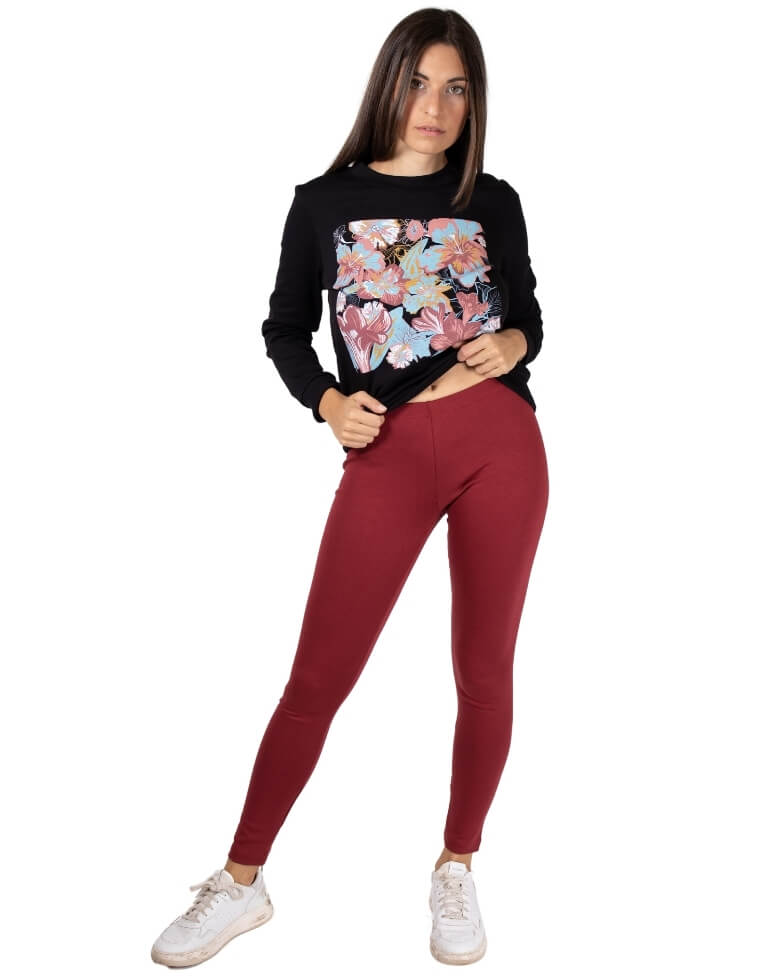 Leggings donna &quot;Sara&quot; in fibra di faggio bordeaux