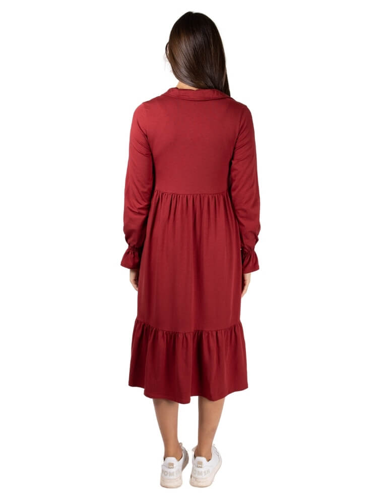 Vestito donna &quot;Barbara&quot; in fibra di eucalipto bordeaux