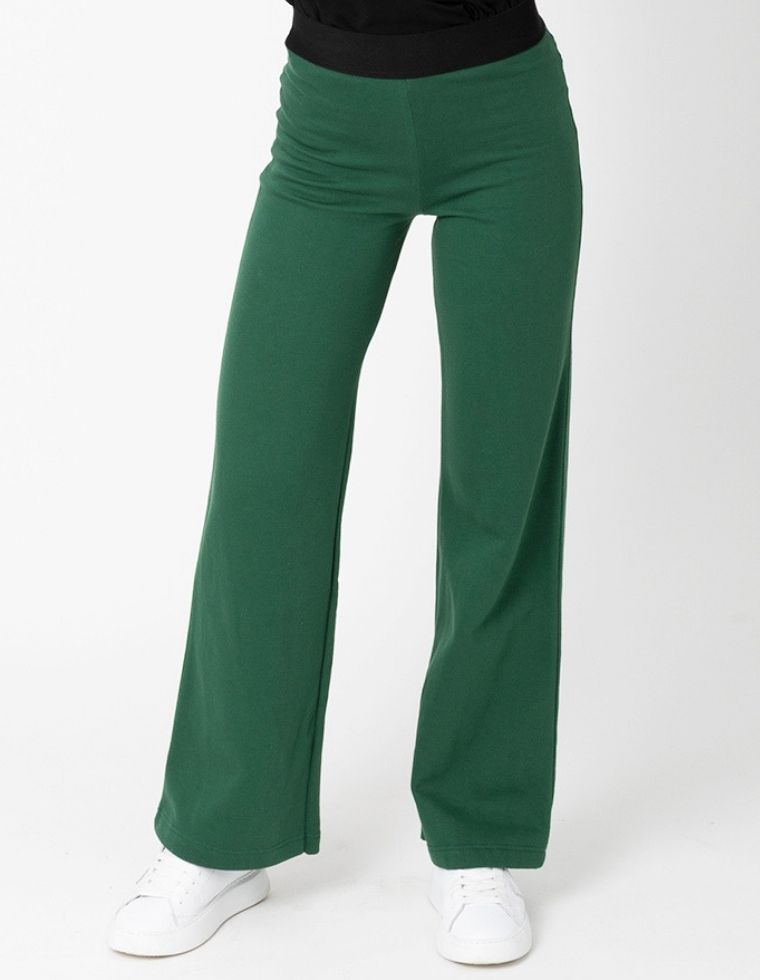 Pantaloni Paula in Cotone Organico - color verde scuro 