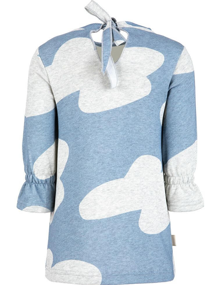 Vestito Sofoy in Cotone Organico - fantasia color azzurro con nuvolette