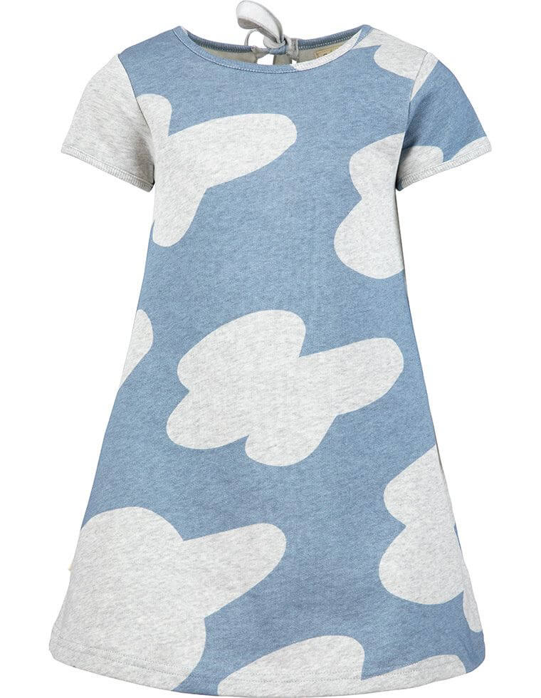 Vestito Minime in Cotone Organico - fantasia azzurra con nuvolette