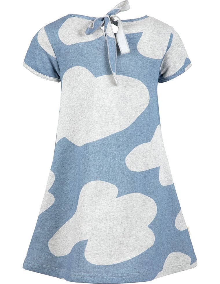 Vestito Minime in Cotone Organico - fantasia azzurra con nuvolette