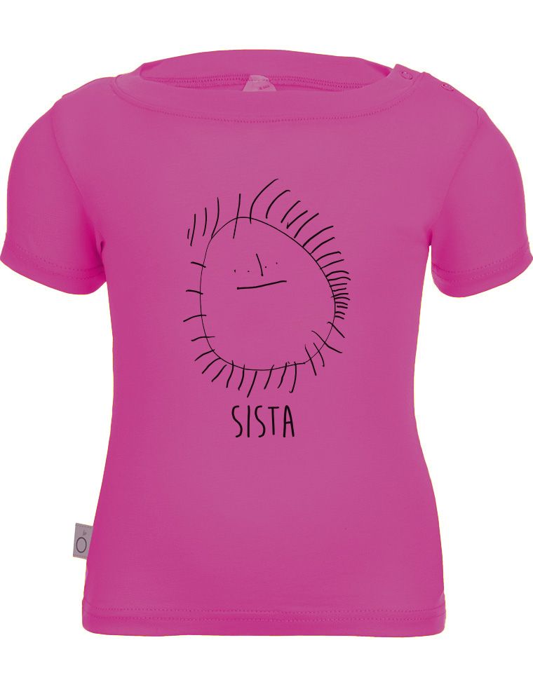 Alex T-Shirt neonato in Fibra di eucalipto - rosa con stampa &quot;Sis&quot;