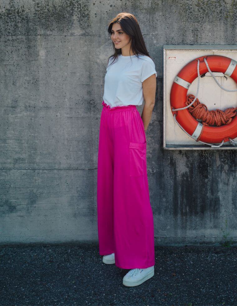 Pantaloni Giorgia in Fibra di Eucalipto - fuchsia