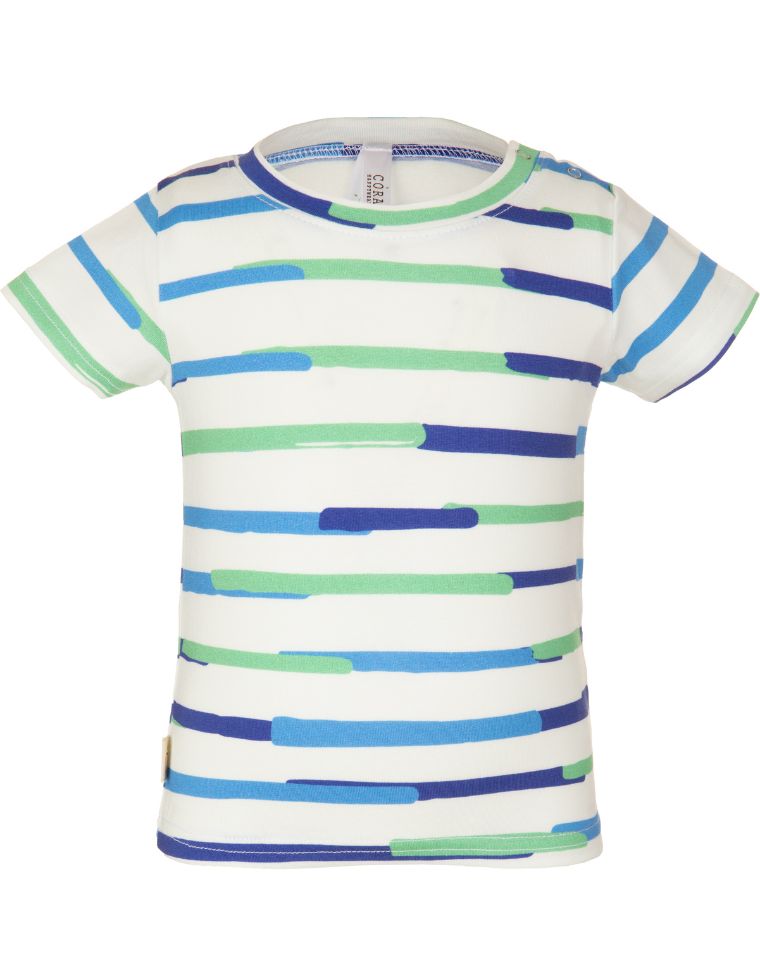 T-shirt Alex in Fibra di Eucalipto - righe blu e verdi