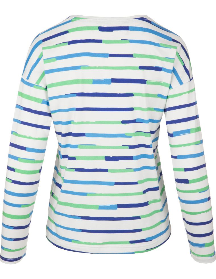 T-shirt Martina in Fibra di Eucalipto - righe blu e verdi