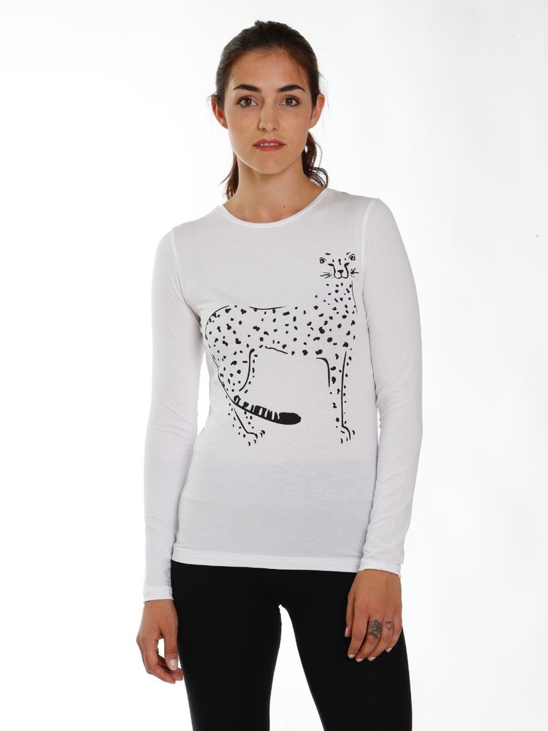 Organic T-Shirt Eucalyptus Matri - white with cheetah