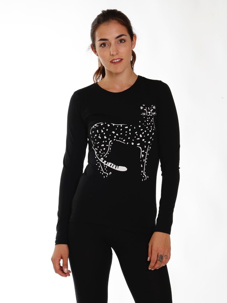 T-Shirt ecosostenibile Matri - nera con ghepardo 