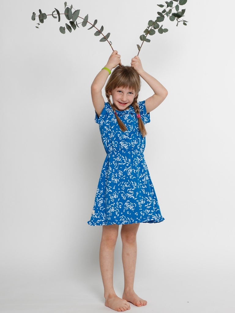 Organic Dress Eucalyptus Emy - light blue with roses