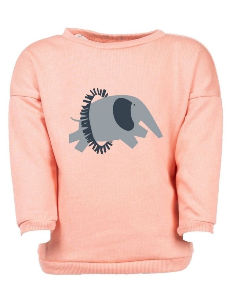Baby Sweater &quot;Suli&quot; in organic cotton pink with elephant print