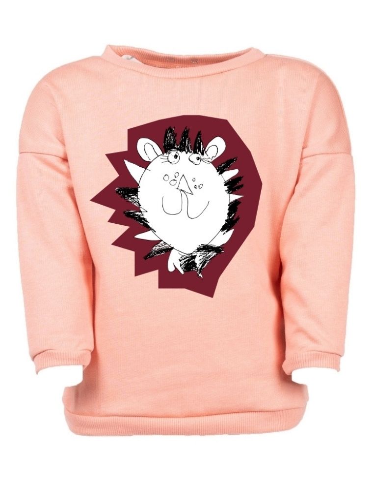 Baby Sweater &quot;Suli&quot; in organic cotton pink with lion print