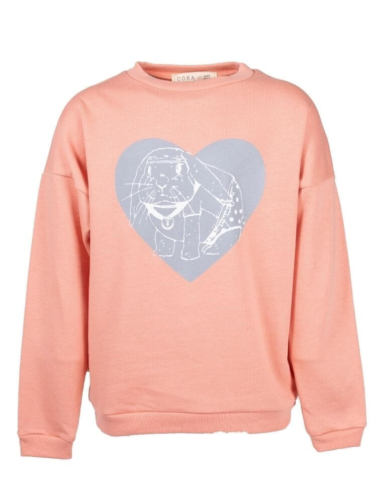 Girl Sweater &quot;Suli&quot; in organic cotton GOTS rosa with heart print