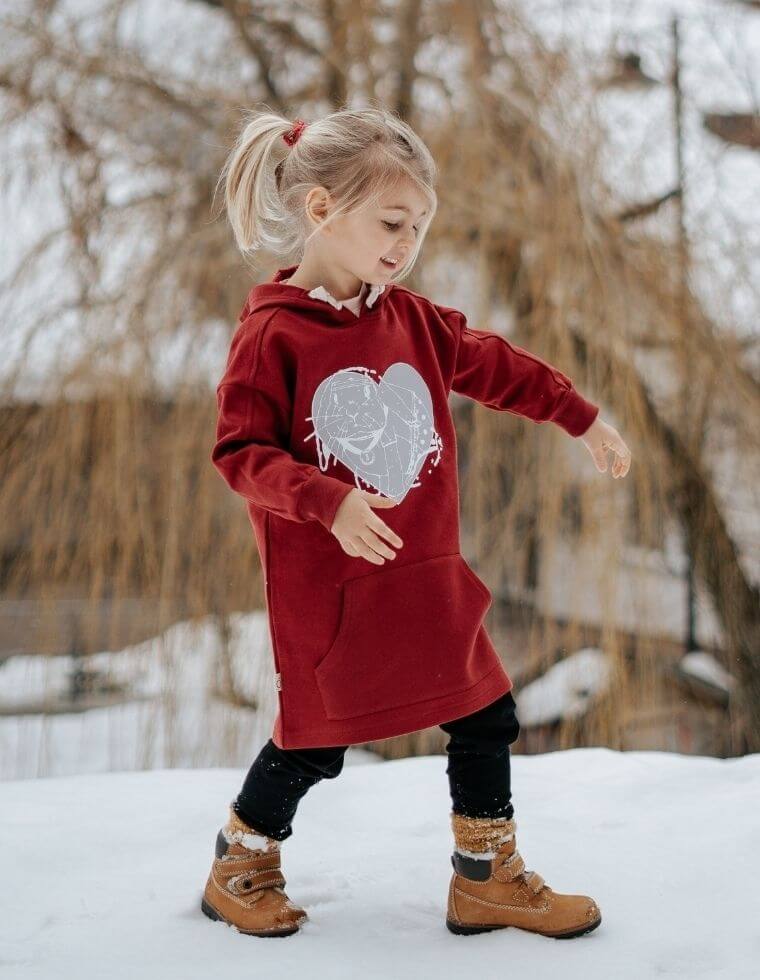 Girl Sweater &quot;Camilla&quot; in Beechwood bordeaux with print