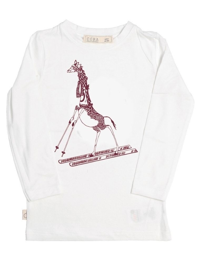 T-Shirt bambino &quot;Aura&quot; in eucalipto bianca con stampa giraffa