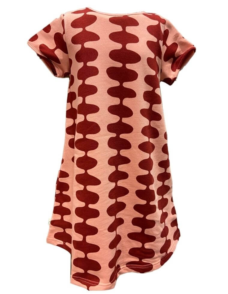 Girl Dress &quot;Minime&quot; in organic cotton GOTS rosa and bordeaux