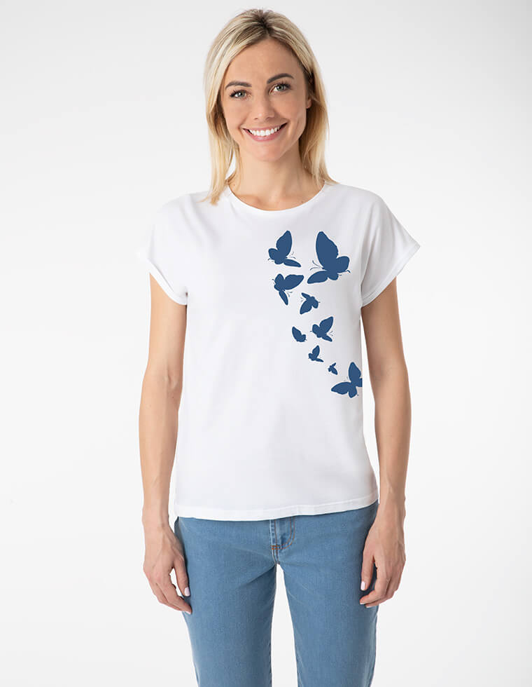 Eco-friendly women's short-sleeved shirt LAURA in eucalyptus fibre