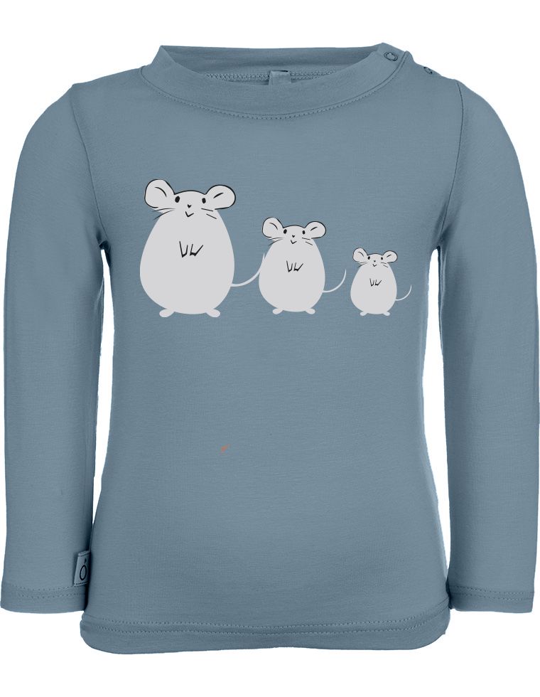 Aura T-shirt in Eucalyptus fibre - Light blue with little mice print