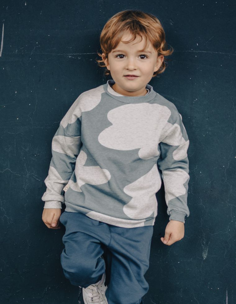 Suli Sweatshirt in Organic Cotton - light blue with clouds pattern