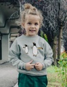 Suli Sweatshirt in Organic Cotton- grey with penguins print