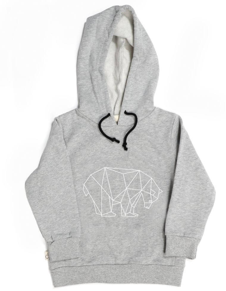 Ivo Sweatshirt in Organic Cotton - grey with bear print