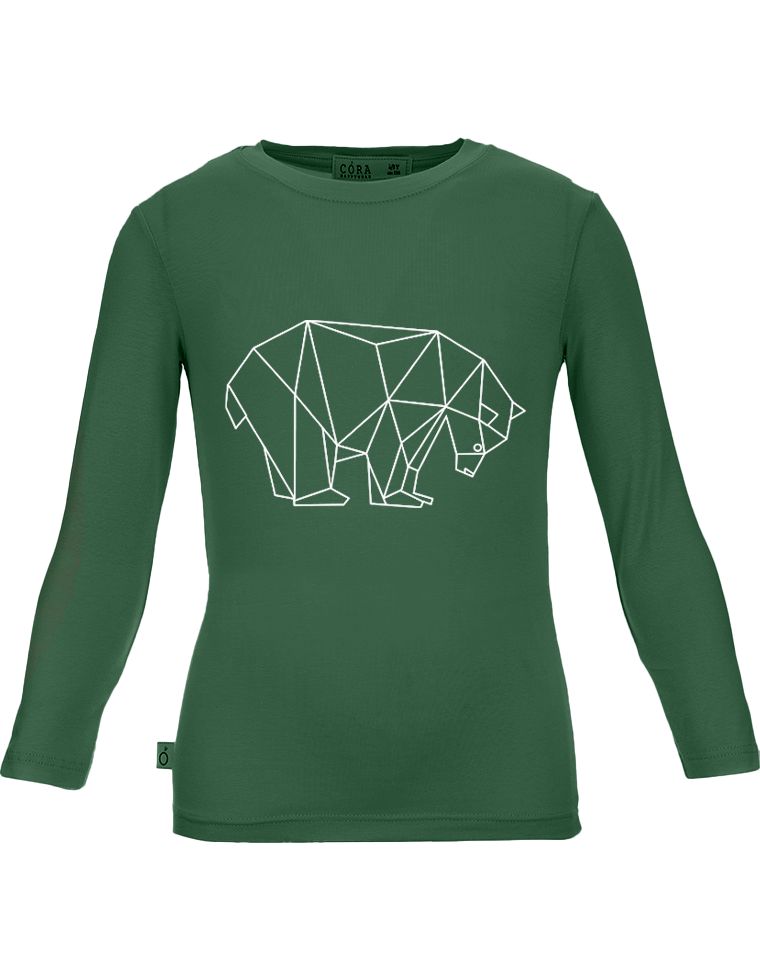 T-shirt Aura in Fibra di Eucalipto - verde scuro con stampa orso