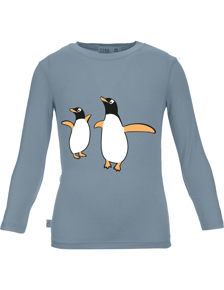 Aura T-shirt in Eucalyptus fibre - light blue with penguins print