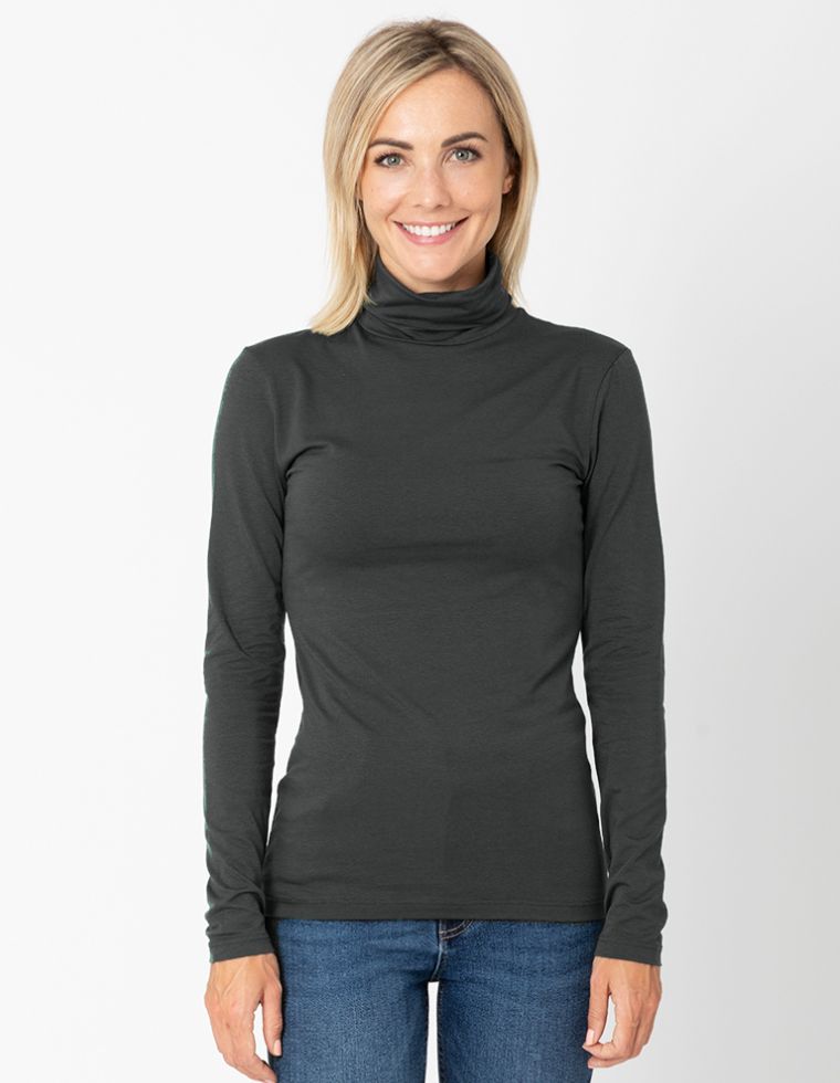 Robin High-neck T-shirt in Eucalyptus fibrer - anthracite