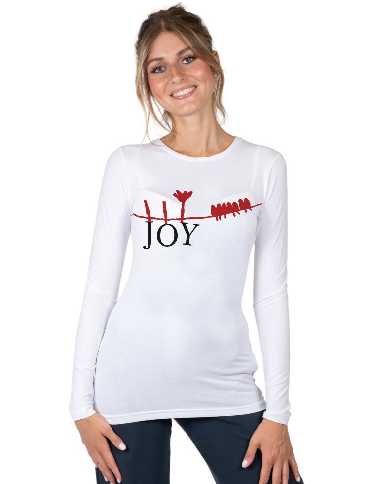 T-Shirt Matri in fibra di eucalipto - bianca con stampa &quot;Joy&quot;