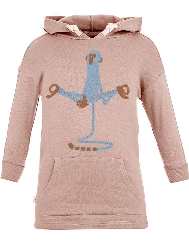 Camilla Sweatshirt in Organic Cotton - pink with monkey print