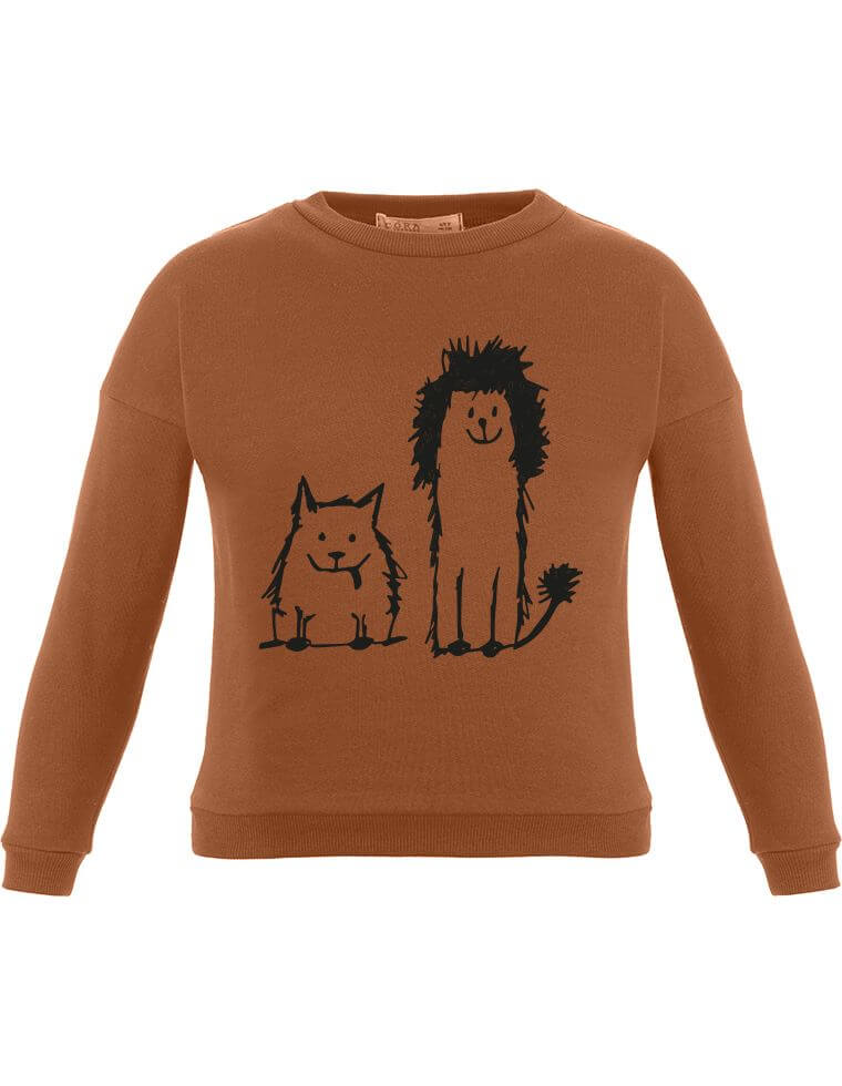 Suli Sweatshirt in Organic Cotton - copper with puppies