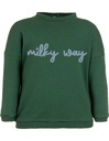 Suli Organic Cotton Sweatshirt - dark green with &quot;Milky Way&quot; print