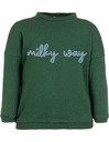 Suli Sweatshirt aus Bio-Baumwolle - dunkelgrün mit &quot;Milky Way&quot; Aufdruck