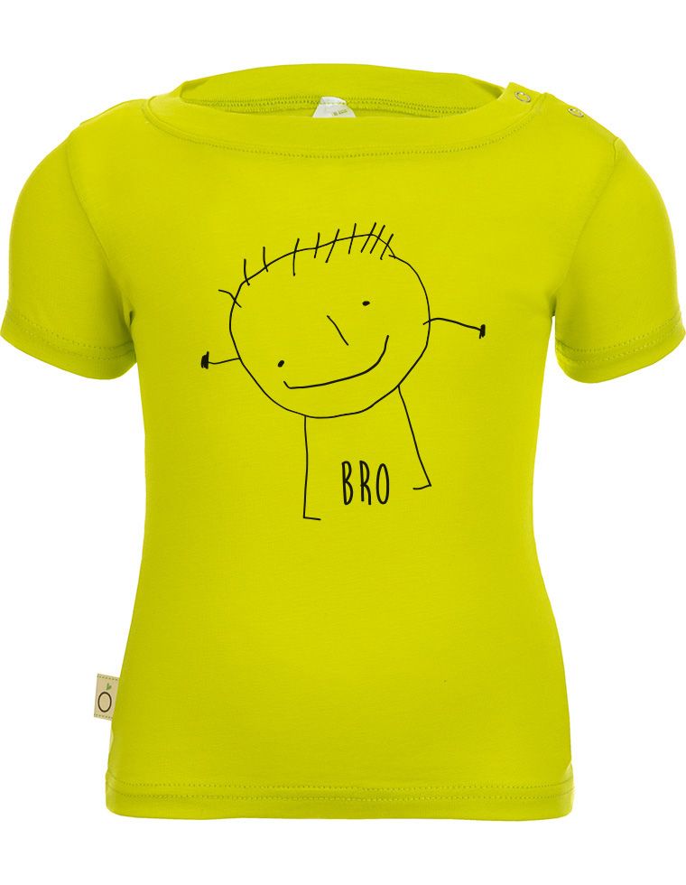 Alex T-shirt neonato in fibra di eucalipto - lime con stampa &quot;bro&quot;