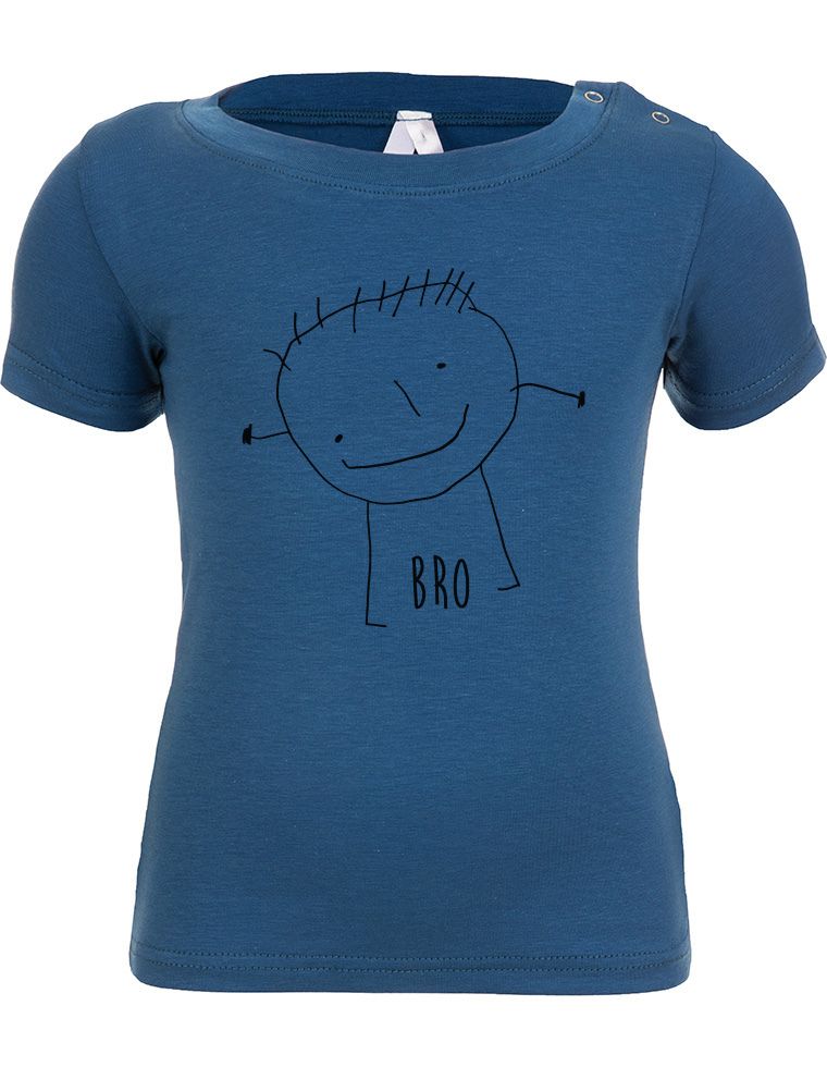 Alex Eucalyptus Fibre T-Shirt - blue with &quot;bro&quot; print