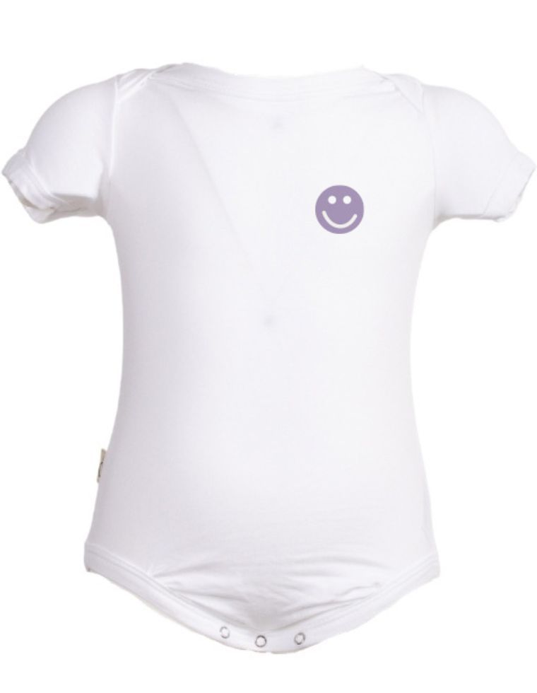 Eucalyptus Fibre Cora Bodysuit - white with smiley face print