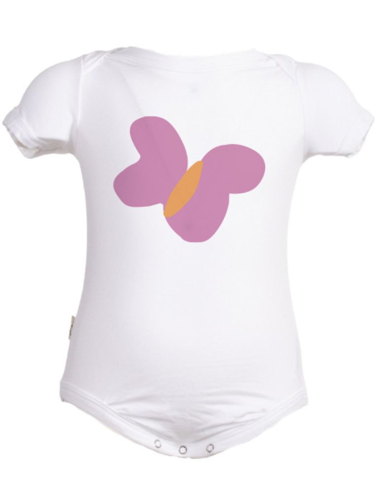 Body Cora neonato in Fibra di Eucalipto - bianco con farfalla