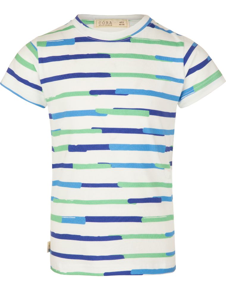 Ben T-shirt in Eucalyptus fibre - blue and green stripes