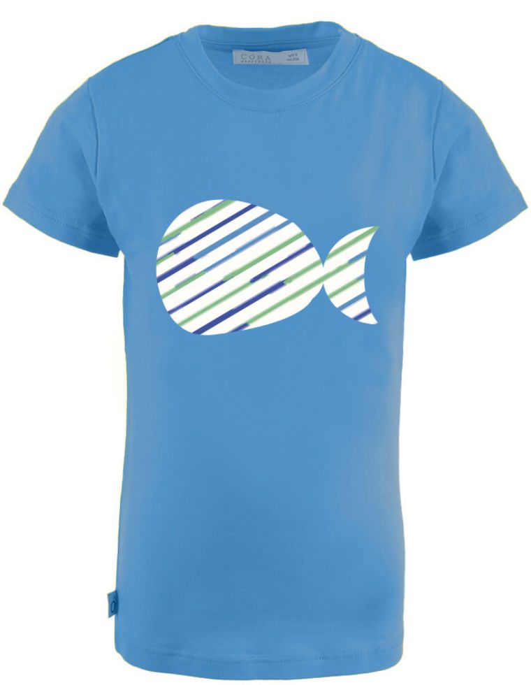 Ben Eukalyptusfaser-T-Shirt - blau mit Fischaufdruck