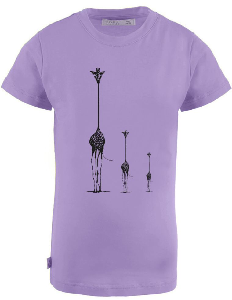 T-shirt Ben in Fibra di Eucalipto - lilla con tre giraffe