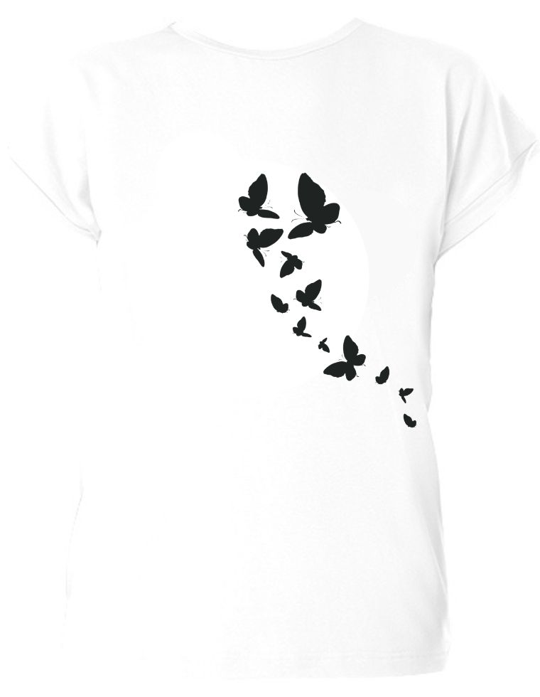 Laura Eucalyptus Fibre T-shirt - White with butterfly print