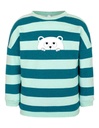 Suli Newborn Sweatshirt Organic Cotton - blue and turquoise stripes with bear