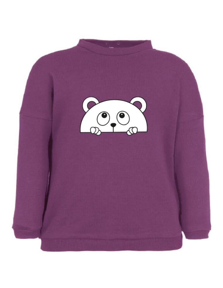 Newborn Suli Organic Cotton sweatshirt - purple with bear
