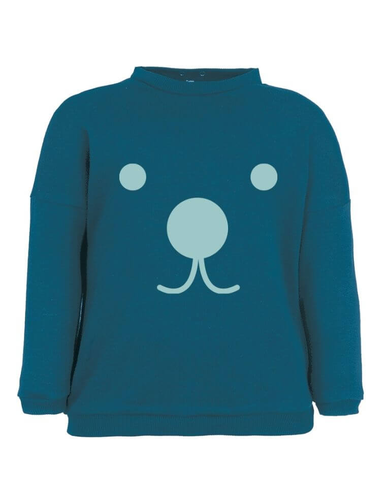 Suli Newborn Sweatshirt Organic Cotton - blue with beady eyes