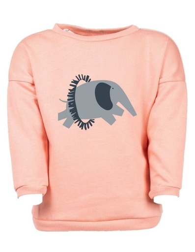 [BGSW002-329ELE] Baby Sweater &quot;Suli&quot; in organic cotton pink with elephant print