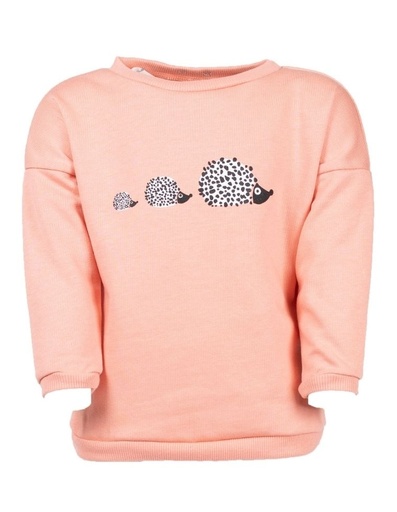 [BGSW002-329RIC] Baby Sweater &quot;Suli&quot; in organic cotton pink with hedgehogs print