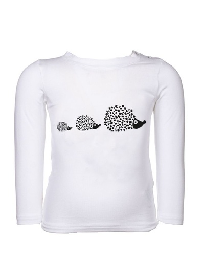 [BNTS002-020RIC] T-shirt neonato &quot;Aura&quot; in fibra di eucalipto bianca con stampa ricci