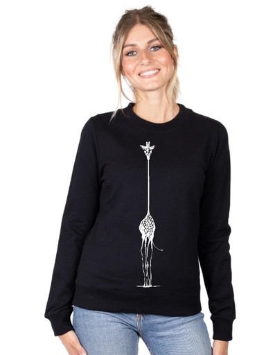 [WMSW003-010GIR] Damen Sweater &quot;Dori&quot; aus Buchenholz schwarz mit Giraffe Druck