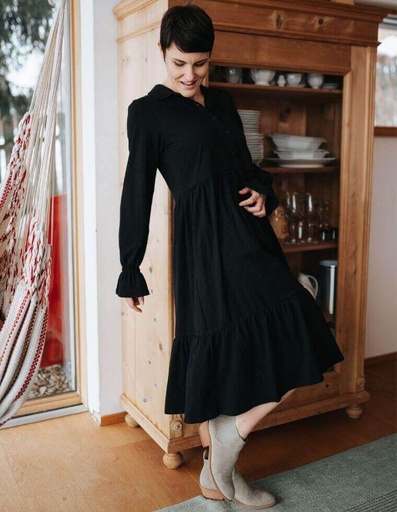 [WMDR026-010000] Woman Dress &quot;Barbara&quot; in eucalyptus black