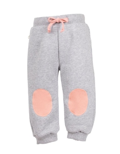 [BGTR002-305CHP] Pantaloni neonato &quot;Ali&quot; cotone organico grigio con toppe rosa
