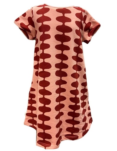 [KGDR008-322SQU] Girl Dress &quot;Minime&quot; in organic cotton GOTS rosa and bordeaux